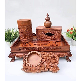 Mua Combo 5 món khay trà rồng  hộp đựng giấy  hộp đựng chè  gạt tàn thuốc  lọ đựng tăm TM12125