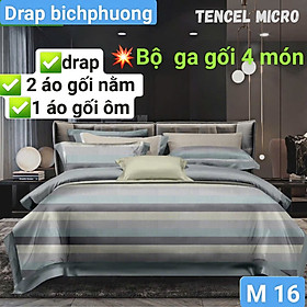 Bộ drap gối Tencel vải Hàn Quốc , đỉnh cao mát , mềm mại { drap và 3 áo gối