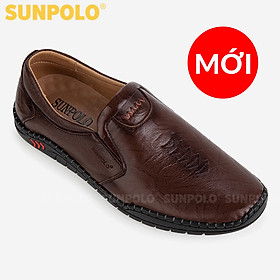 Giày Lười, Giày Mọi Nam Da Bò SUNPOLO CS5052 (Đen, Nâu)