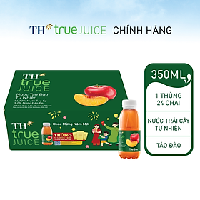 Thùng 24 chai nước táo đào tự nhiên TH True Juice 350ml (350ml x 24)