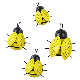 4Pcs Wall Sculpture Wall Decor Art Home Decor Bumblebee Statue Bee Figurine for Fence Indoor Outdoor Living Room Patio