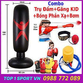 Hình ảnh Trụ đấm bốc boxing bơm hơi tự đứng - bao cát đấm bốc boxing tự cân bằng phiên bản 5.0 tặng kèm găng tay boxing mma + bóng phản xạ boxing + bơm hơi + keo + miếng vá dự phòng