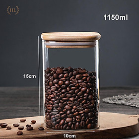 Mua Hũ Thủy Tinh Vuông Nắp Gỗ Tre Kín Hơi Đựng Thực Phẩm  Gia Vị Tiện Dụng