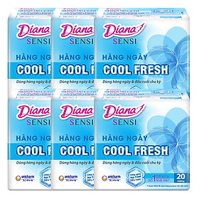 Bộ 6 Gói Băng Vệ Sinh Diana Hàng Ngày Sensi Cool Fresh (20 Miếng/Gói)
