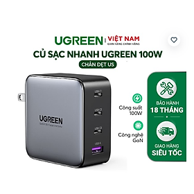 Củ sạc nhanh USB Type C 4 cổng 100W GaN Hỗ trợ QC4+, PD3.0 Ugreen 40737 CD226 - Hàng chính hãng