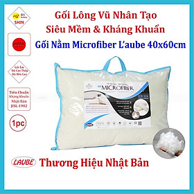 Gối lông vũ nhân tạo siêu mềm Microfiber Laube 40x60cm kháng khuẩn khử mùi thương hiệu Nhật Bản