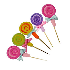 5 Pieces Lollipop Cupcake Toppers Picks Cake Decor Kids Birthday Party Favors