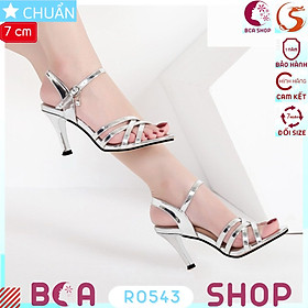 Xăng đan cao gót nữ 7p RO543 ROSATA tại BCASHOP gót nhọn, hở mũi tôn dáng và thời trang - 37 - MÀU BẠC