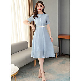 Celebrity Temperament Mid-length Slim Chiffon Shirt Dress With Waist (T209)