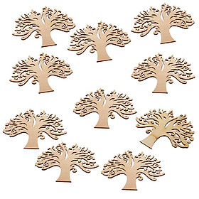 10 Pieces Unpainted Blank Wood Wooden Tree Embellishments for DIY Crafts