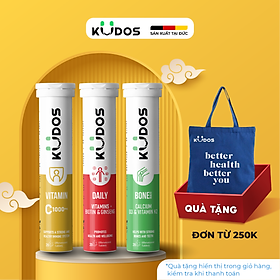 Combo 3 Thực phẩm bảo vệ sức khỏe KUDOS VITAMIN C 1000MG + Viên Sủi KUDOS BONE + Viên Sủi KUDOS DAILY (20 viên/tuýp)