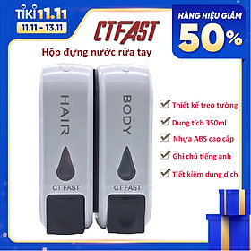 Hộp Đựng Nước Rửa Tay, Dầu Gội, Sữa Tắm Treo Tường Loại 2 Ngăn CTFAST Có Chữ Tiếng Anh Phân Biệt - Hàng Chính Hãng 