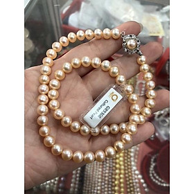 Chuỗi Đeo Cổ Ngọc Trai Hồng Cam Size 6ly , Chuỗi Vòng Cổ Ngọc Trai Nước Ngọt Tự Nhiên - Ngọc Trai Trường Thịnh