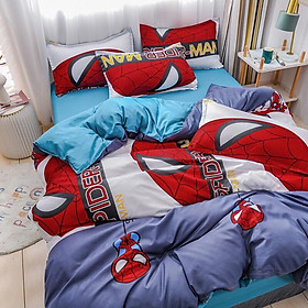 Bộ chăn ga gối Cotton Poly M2T bedding, vỏ chăn , drap ga giường và 2 vỏ gối - PL mặt nạ nhện