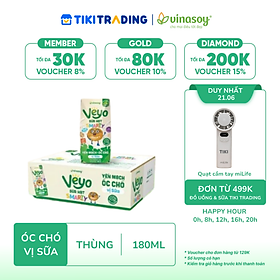 Thùng Veyo Sữa hạt SMARTY Yến mạch - Óc chó vị sữa (30hộp x 180ml)