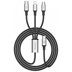 Dây cáp sạc nhanh 3 in 1 USB Type-C to Lightning / Type-C / Micro USB hiệu Baseus Rapid series 3 (sạc nhanh 3A, sạc cùng lúc 3 thiết bị, chip sạc thông minh) - Hàng nhập khẩu