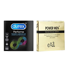 Bao Cao Su 0.03 Kéo Dài Thời Gian Power Men Invi Longshock (H3) + BCS Chống Xuất Tinh Sớm Durex Performa (H3) - Nhập Khẩu Chính Hãng - Che Tên Sản Phẩm