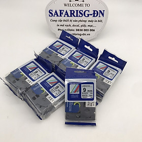[ Sét 05 cuộn] Nhãn TZ2-221 tiêu chuẩn - Chữ đen trên nền trắng 9mm - Hàng nhập khẩu