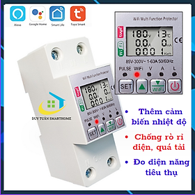Mua Công tơ thông minh wifi tuya 63A  aptomat chống rò rỉ điện  bảo vệ quá dòng  quá tải  đo điện năng tiêu thụ.