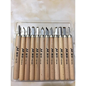 Mua Bộ 12 mũi đục gỗ dao điêu khắc gỗ mini lưỡi thép hợp kim SK5