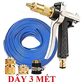 Bộ dây vòi xịt nước rửa xe, tưới cây . tăng áp 3 lần, loại 3m, 5m 206236Sđầu đồng, cút đồng, d.vàng