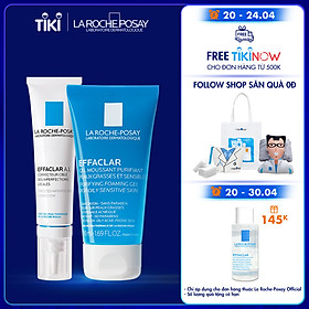 Bộ đôi kem giảm mụn chuyên biệt La Roche Posay Effaclar A.I 15ml và Gel rửa mặt dành cho da dầu mụn Effaclar Gel 50ml