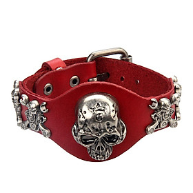 Vintage 3D Skeleton Skull Head Gothic Punk Rock PU Leather Bracelet Women Men Fashion Halloween Daily Jewelry