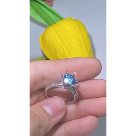 Phụ kiện đeo ngón tay Bạc 925 xi Kim viên chủ Kim Cương nhân tạo Moissanite Xanh hạt 1.5carat (7.5mm) -  R15.13