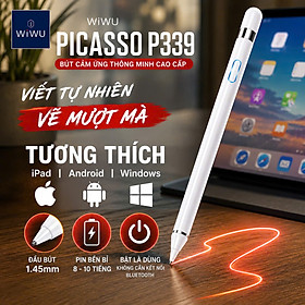 bút cảm ứng thông minh 1.45mm nét siêu mảnh tương thích iPhone iPad Androids Windows WIWU Picasso P339 Pin 10h, Bật Là Dùng - Không Cần Bluetooth, Viết Tự Nhiên, Vẽ Mượt Mà, Tương Thích Đa Thiết Bị - Hàng nhập khẩu