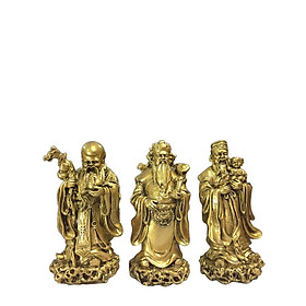 Bộ tượng Phước Lộc Thọ CTT2 size trung 9 x 9.7 x 19cm mạ vàng hoặc màu xanh chọn màu