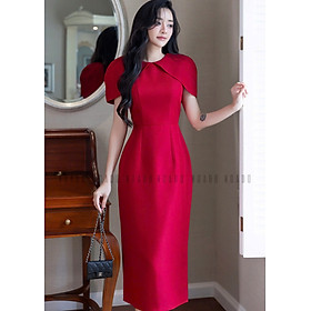 Đầm đỏ cổ tròn NGADO , đầm dự diệc , đầm công sở