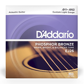 Mua Bộ dây đàn Guitar Acoustic - D Addario EJ26 - Phosphor Bronze  Custom Light Gauge .011-.052 (11-52) - Hàng chính hãng