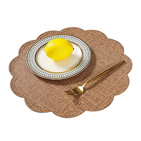 Thảm tròn chất liệu da pu cách nhiệt màu trơn chuyên dùng lót thức ăn trang trí bàn