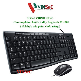 Combo chuột phím có dây Logitech MK200 - Thiết kế mỏng, chống tràn, bền bỉ - Hàng chính hãng