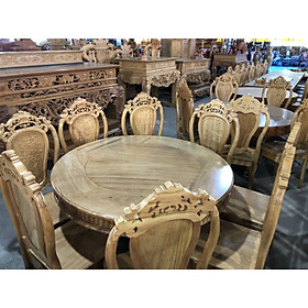 Mua BỘ BÀN ĂN TRÒN GỖ GÕ ĐỎ 8 GHẾ  BÀN ĂN GỖ