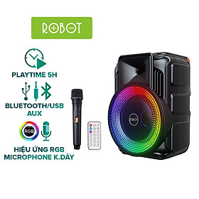 Mua Loa Bluetooth Karaoke ROBOT RB500 Công Suất Lớn 20W Hiệu Ứng LED RGB Kèm Micro Không Dây - Hàng Chính Hãng