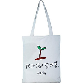 Túi Vải Đeo Vai Tote Bag Chồi Non Trắng XinhStore