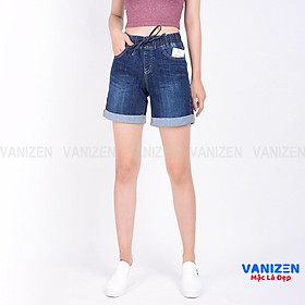Quần short jean nữ ngắn đẹp lưng cao cạp chun trơn hàng hiệu cao cấp mã 447 VANIZEN