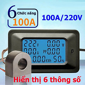 Bộ Công tơ điện tử,Thiết bị đo công suất 100A, đồng hồ điện tử hiển thị 6 thông số 100A