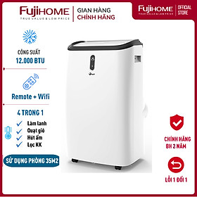 Điều hòa di động 9000 BTU-14.000 BTU FUJIHOME, máy lạnh đứng di động mini 4 chức năng, làm lanh, hút ẩm, lọc không khí, quạt điều khiển qua App, không cần lắp đặt - Hàng chính hãng