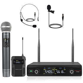 Hệ thống micrô không dây phenyx Pro Lavalier /Handheld Mic Set 2 X30 UHF tần số Mic không dây cho Karaoke, Church, Singing Color: US plug