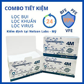 Combo Tiết Kiệm - 3 hộp khẩu trang y tế kháng khuẩn 4 lớp 4M Ultra Filter màu trắng - Thương hiệu 4M - Chuẩn quốc tế lọc bụi, lọc khuẩn BFE - VFE - PFE >99%