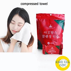 20 viên Khăn Nén Bằng Cotton 20x20cm Dùng Một Lần Tiện Lợi Khi Đi Du Lịch