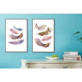 Mua Tranh Canvas Treo Tường Bộ Tranh Lông Vũ Nghệ Thuật
