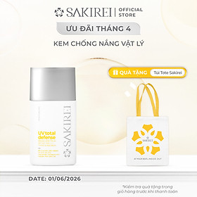 Chống nắng vật lý làm sáng mịn da Sakirei UV Total Defense Broad Spectrum SPF 50+ PA++++ Tinted Sunscreen