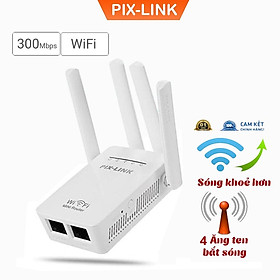 Mua Kích sóng wifi tốc độ cao 4 râu 300M PIX-LINK LV-WR09 thiết bịmở rộng sóng bao phủ căn nhà  văn phòng - Hàng Chính Hãng
