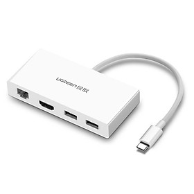 Mua Ugreen UG40377MM134TK 15CM màu Trắng Bộ chuyển đổi TYPE C sang 2 USB 3.0 + HDMI + LAN bọc nhựa ABS - HÀNG CHÍNH HÃNG