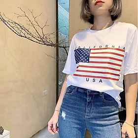 Áo Thun Unisex Nam Nữ Cờ Mỹ American Flag T-Shirt 100% tagless cotton