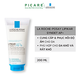 Sữa Rửa Mặt Và Tắm Cho Da Khô, Da Nhạy Cảm, Mẫn Ngứa La Roche-Posay Lipikar Syndet AP+ Cream (200ml)