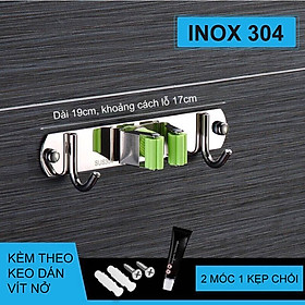 Mua Móc kẹp giữ chổi và treo đồ đa năng bằng inox 304  dùng keo dán hoặc vít